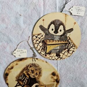 Wooden Animal Ornaments with Instruments